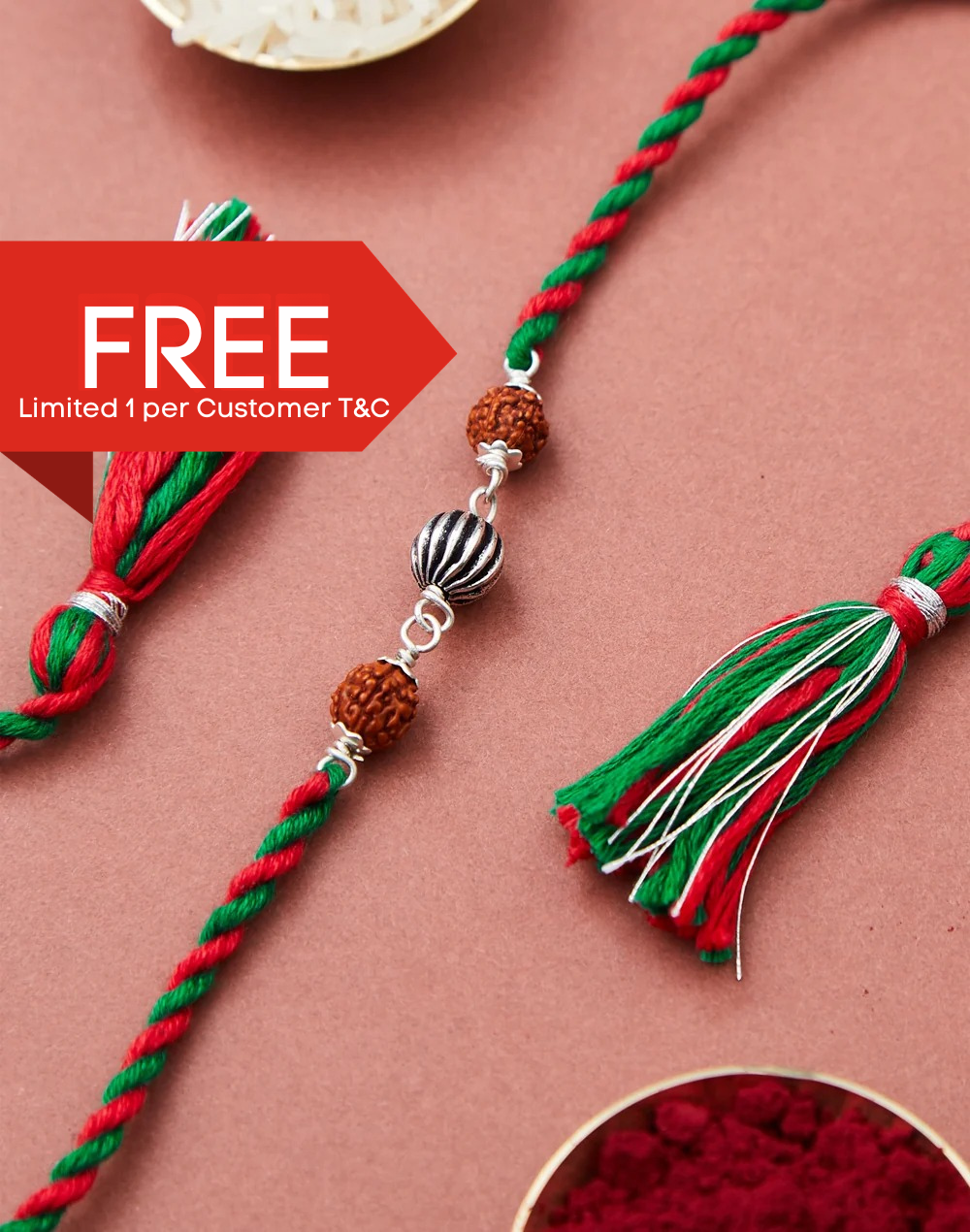 *FREE Multi Metal Rudrakash With Beaded Rakhi - LIMITED