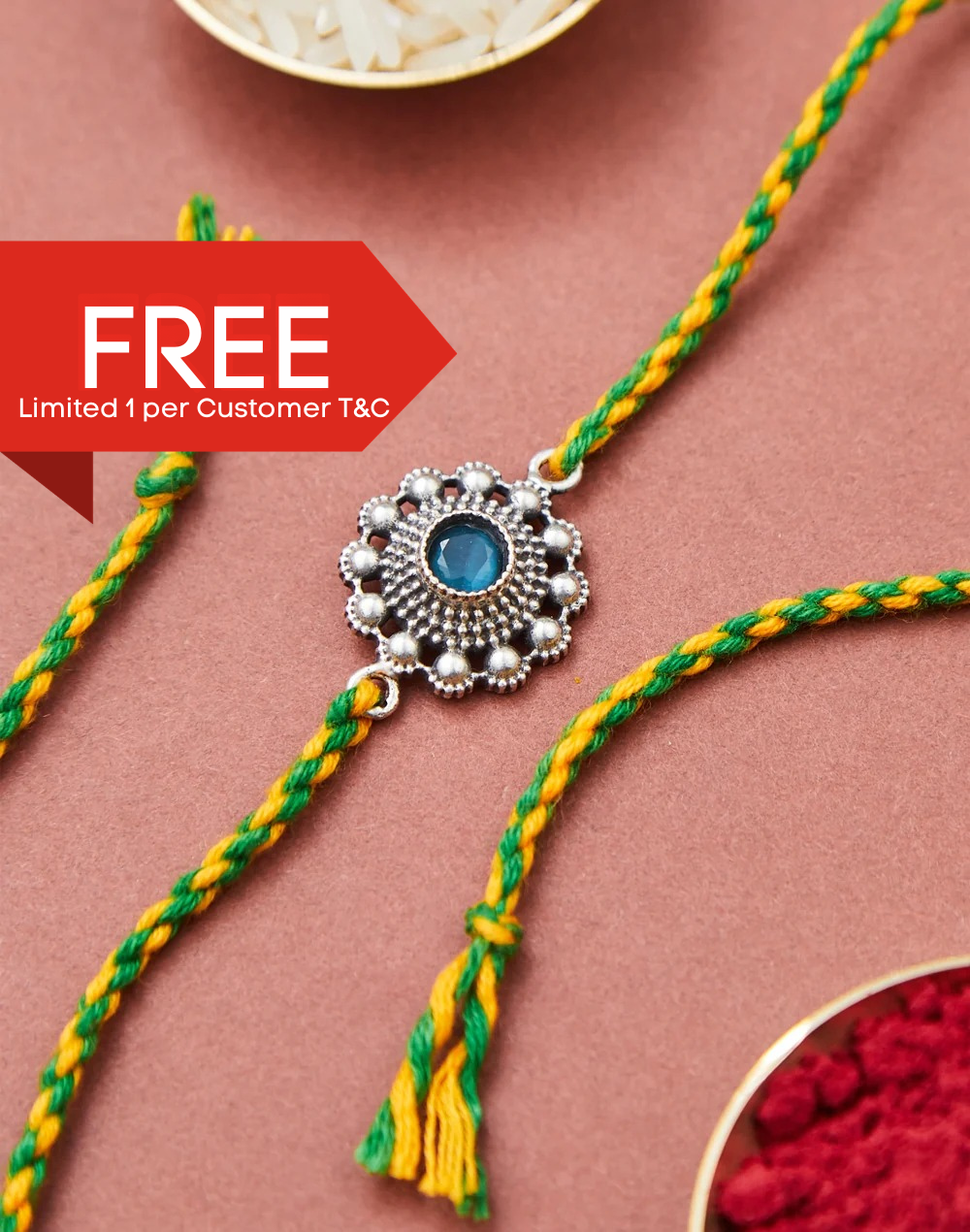 *FREE Multi Metal Floral Oxidised Rakhi - LIMITED