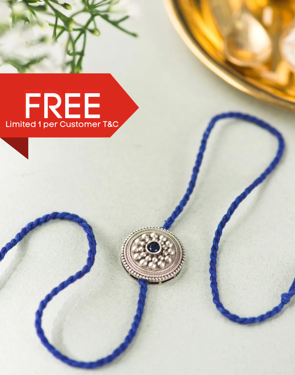 *FREE - Blue Metal Floral Oxidised Rakhi -  LIMITED