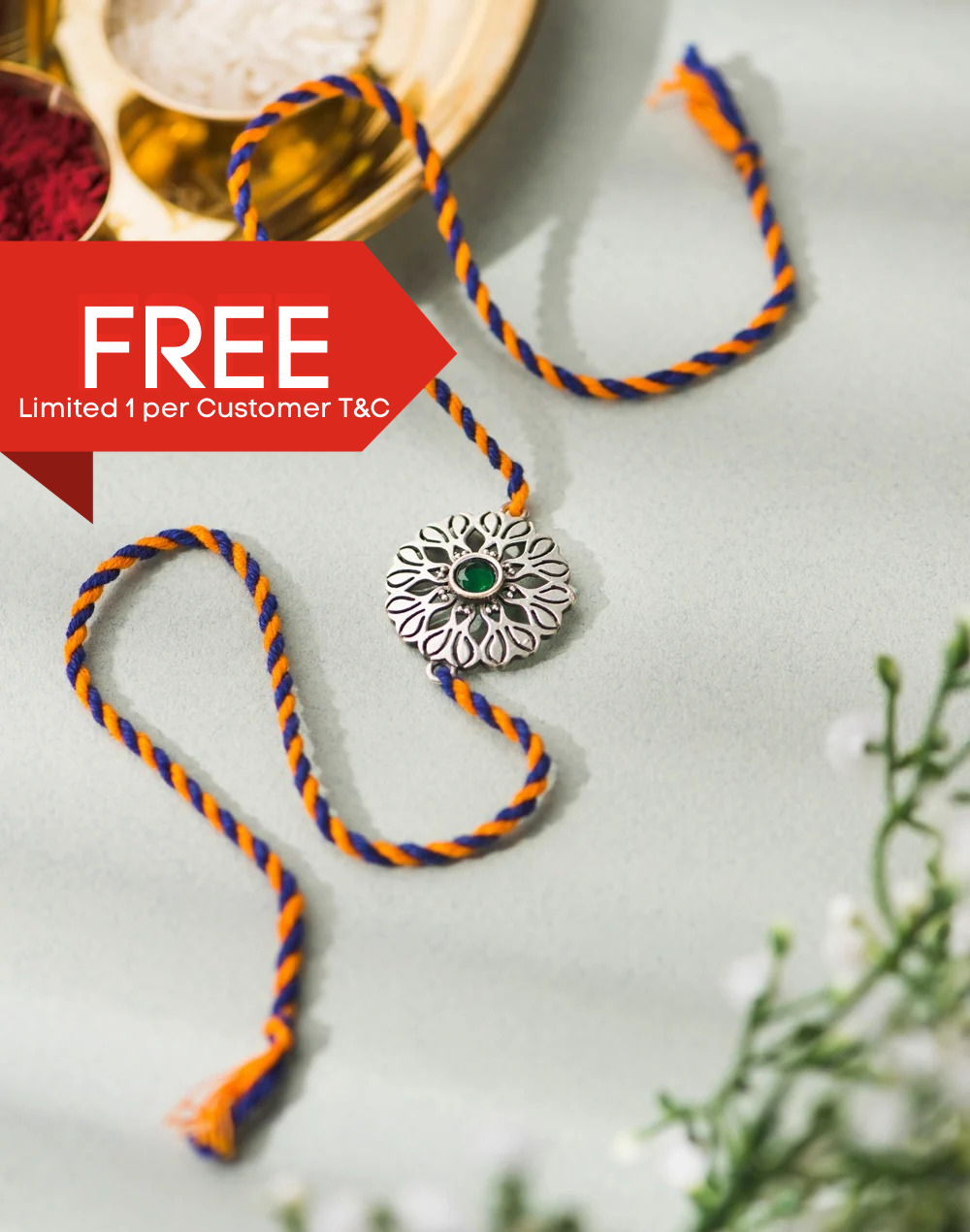 *FREE Multi Metal Floral Oxidised Rakhi - LIMITED