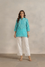 White Cotton Chikankari Pallazo