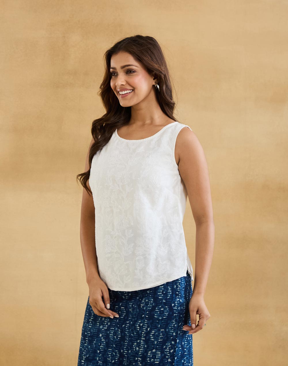 Natural Cotton SILK Chikankari Top
