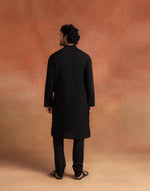 Black Cotton Chikankari Slim Fit Long Kurta