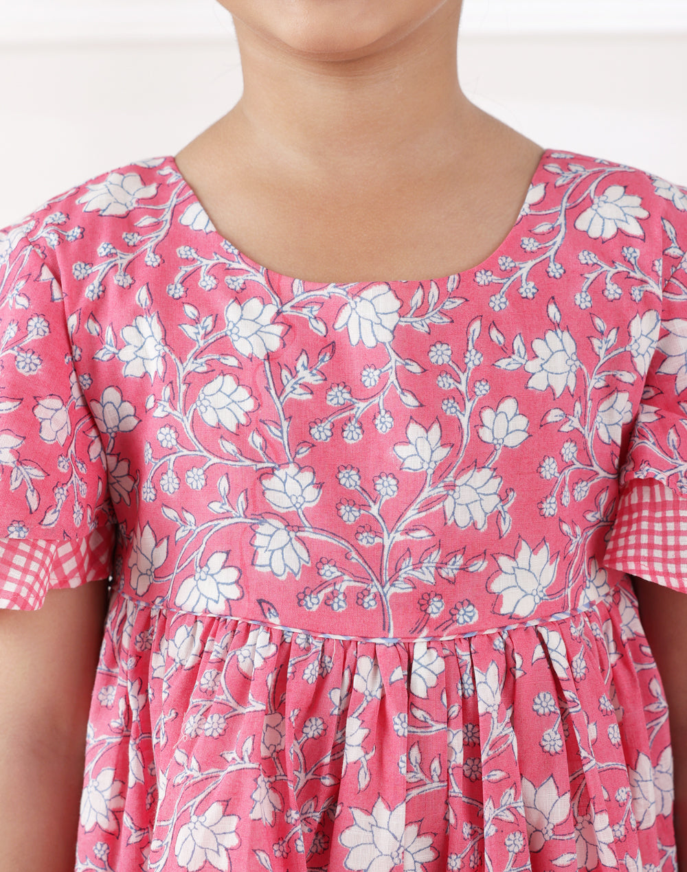 Pink Cotton Hand Block Printed Dress