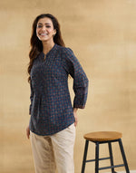 Indigo Cotton Ajrakh Printed Tunic