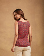 Red Rayon Blend Slim Fit Top
