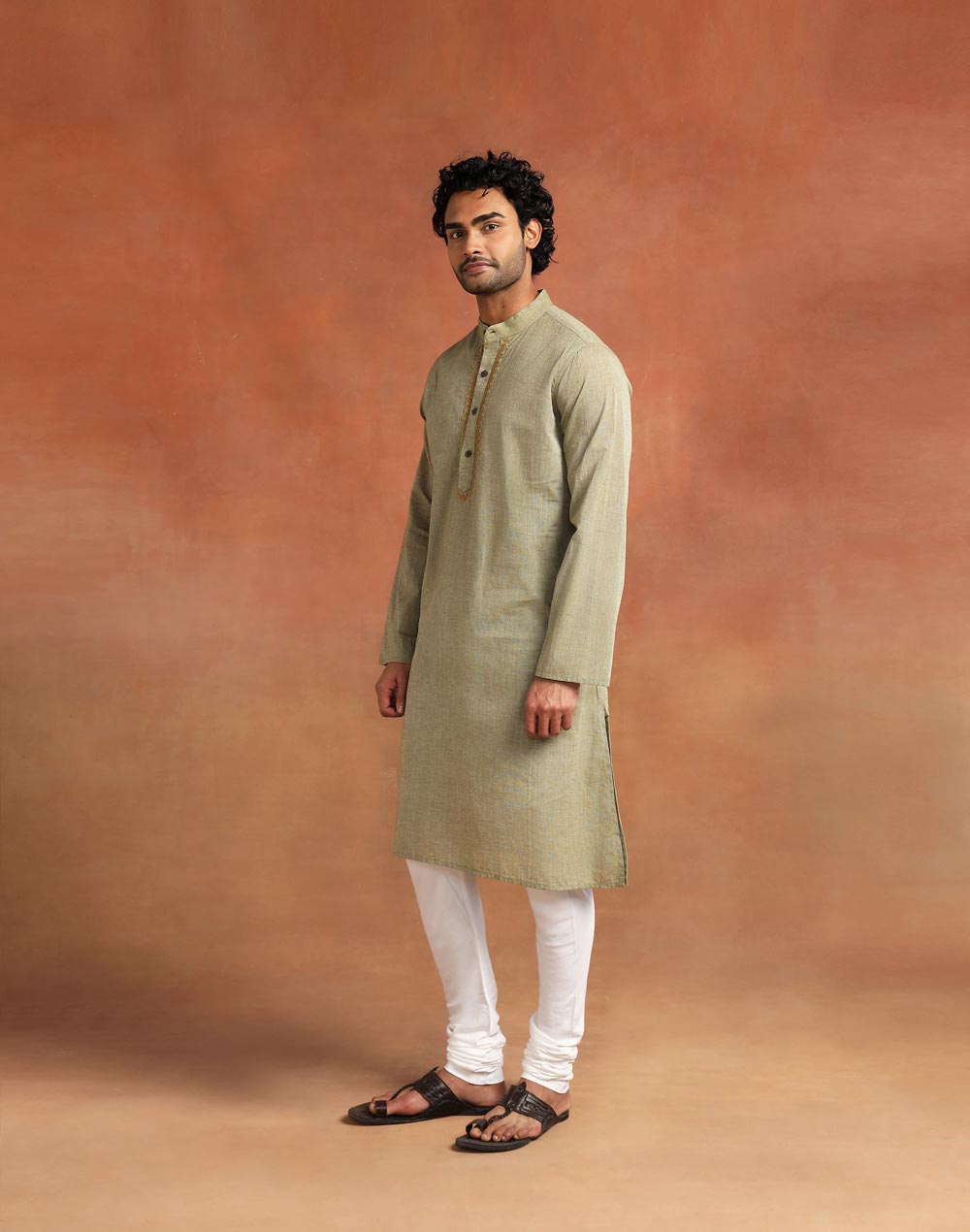 Green Cotton Long Kurta