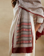 Black Cotton Silk Bagh Printed Stole