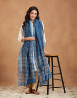 Indigo Cotton Silk Blend Dabu Printed Dupatta