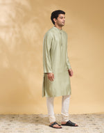 Green Viscose Silk Long Kurta