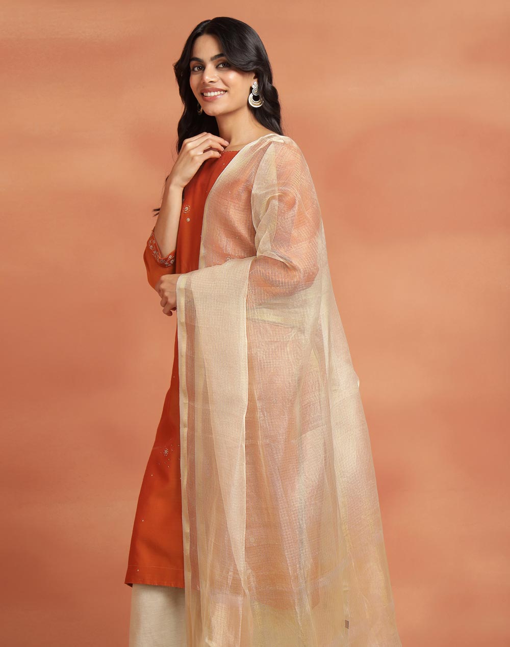 Natural Cotton Silk Blend Maheshwari Dupatta