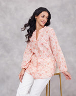 Pink Cotton Silk Hand Block Printed Tunic