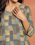 Green Cotton Ajrakh Short Kurta
