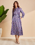 Blue Rayon Blend Hand Block Printed Maxi