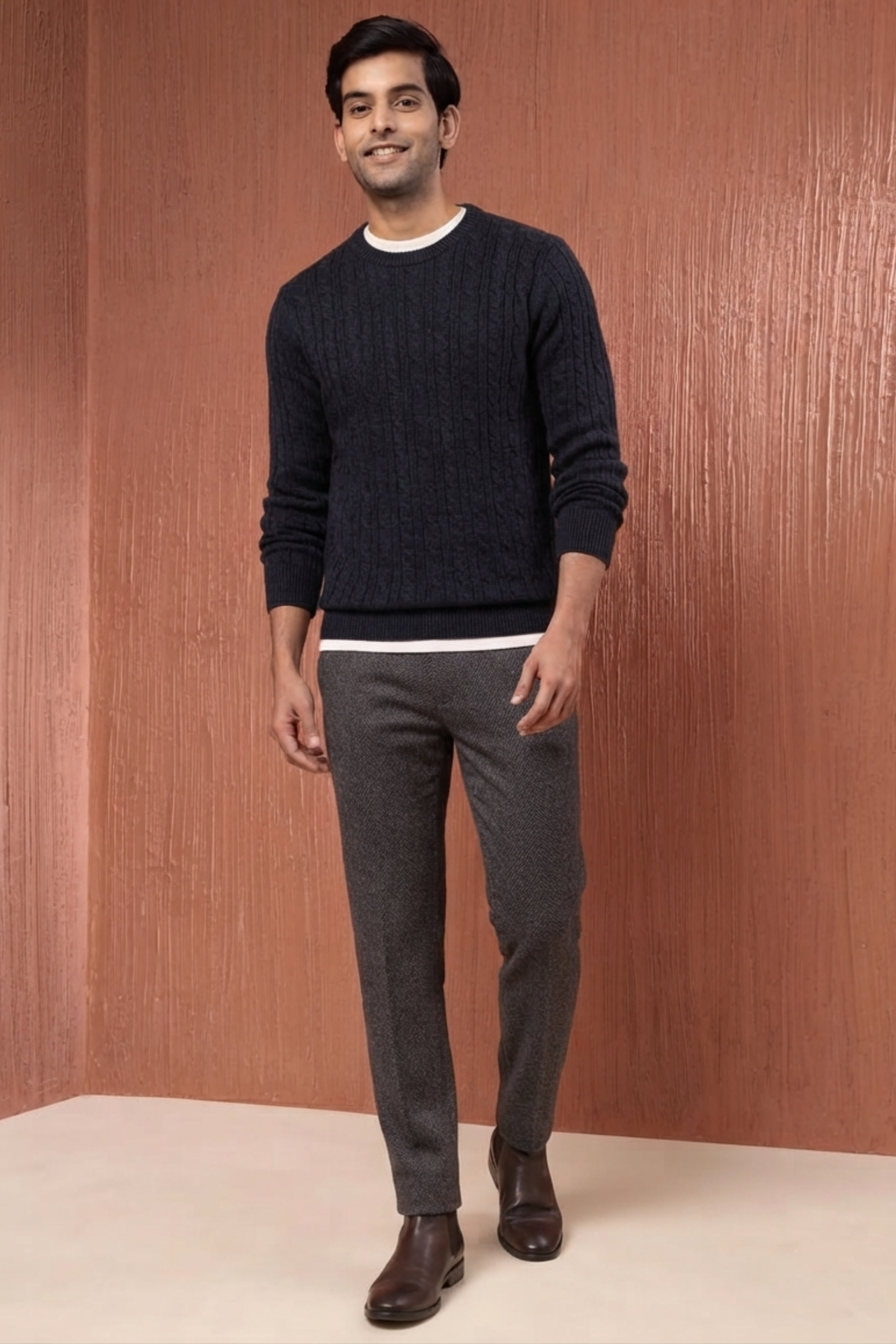 Navy Cotton Blend Sweater