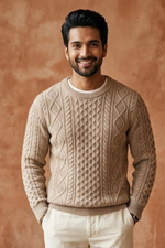 Beige Cotton Blend Sweater