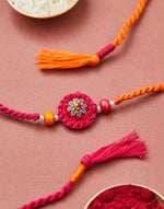 Multi Metal Crochet Floral Rakhi