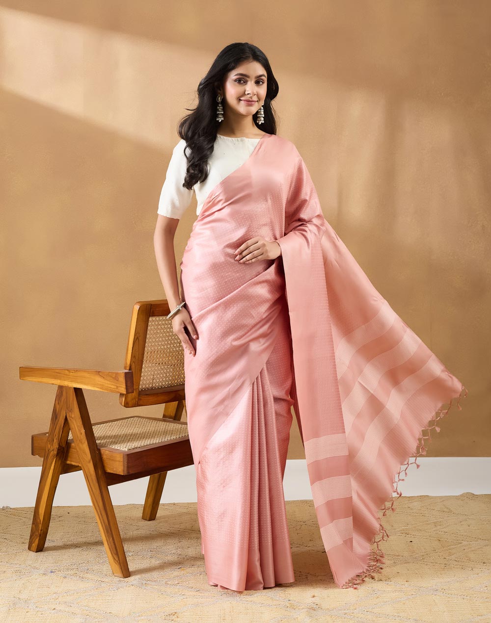 Orange Silk Blend Sari