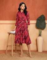 Pink Cotton Woven Midi Dress