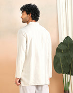 Texture and finish of the White Madhubani Stripe Short Kurta by Fabindia UK