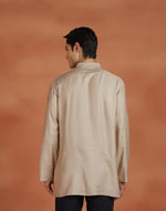 Beige Viscose Silk Embroidered Short Kurta