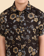 Black Cotton Dabu Printed Shirt