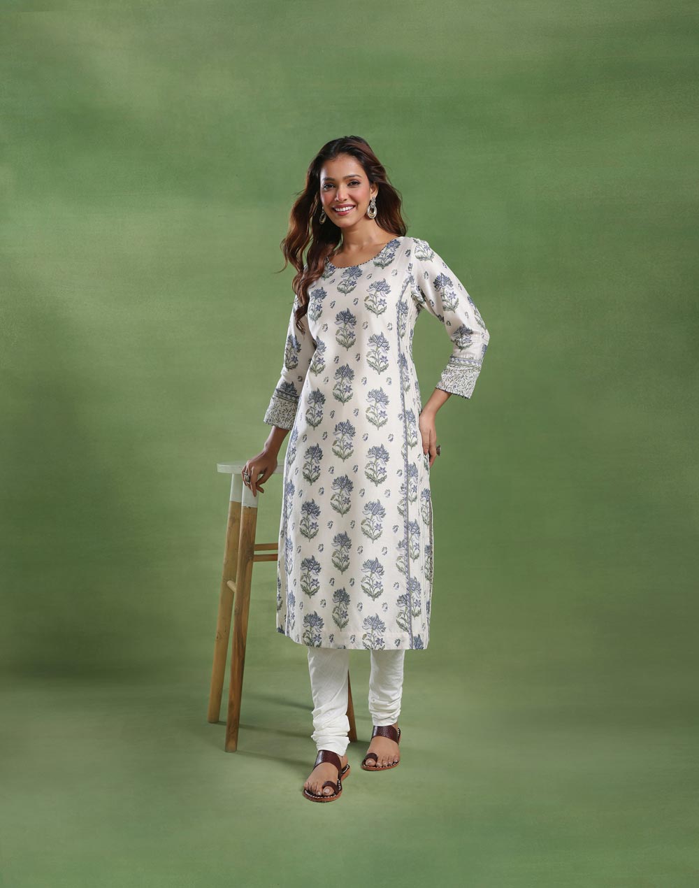 Natural Cotton Silk Long Kurta