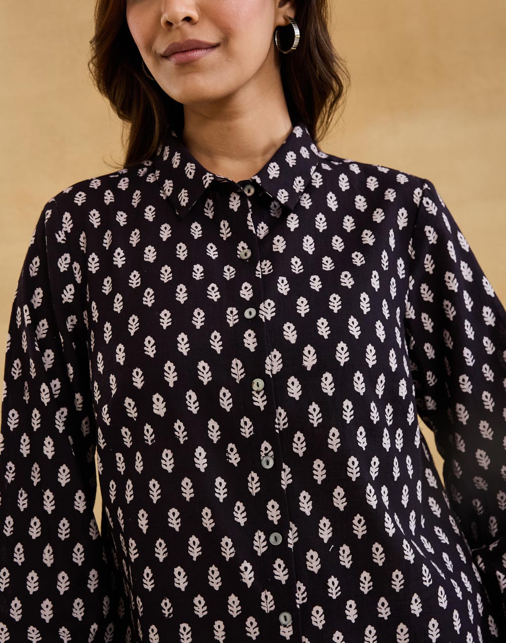 Black Cotton Bagh Printed Alma Shirt