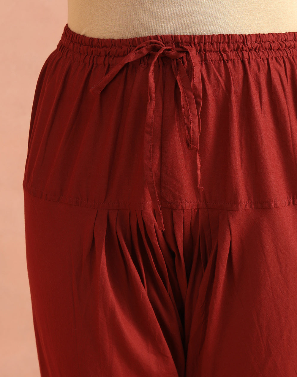 Maroon Cotton Ajrakh Printed Churidar & Kurta