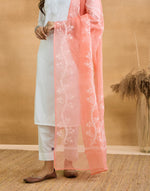 Pink Cotton Silk Blend Chikankari Dupatta