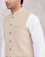 Beige Cotton Nehru Jacket