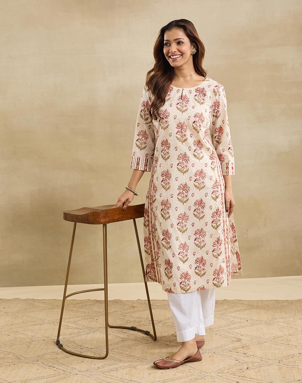 White Cotton Long Kurta
