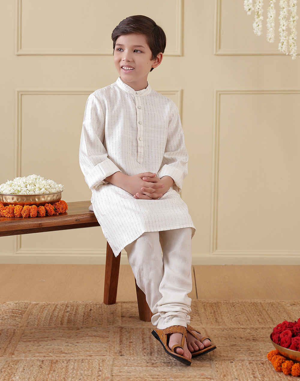 Natural Viscose Blend Dobby Long Kurta