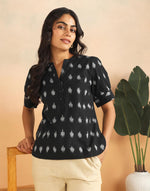 Black Cotton Ikat Top
