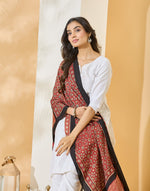 Red Viscose Blend Ajrakh Printed Stole