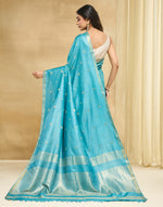 Turquoise Silk Blend Sari