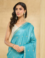 Turquoise Silk Blend Sari