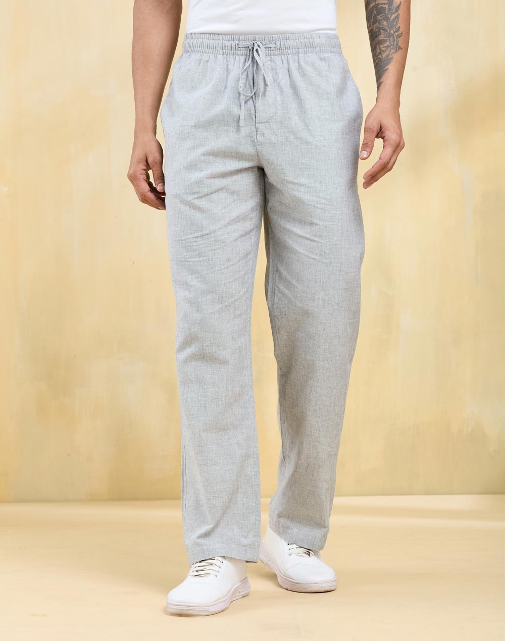 Grey Cotton Drawstring Pant