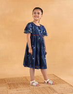 Indigo Cotton Dabu Printed Dress
