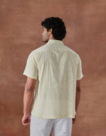Yellow Cotton Hand Block Printed Bush Shirt