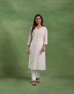 Beige Cotton Chikankari Long Kurta