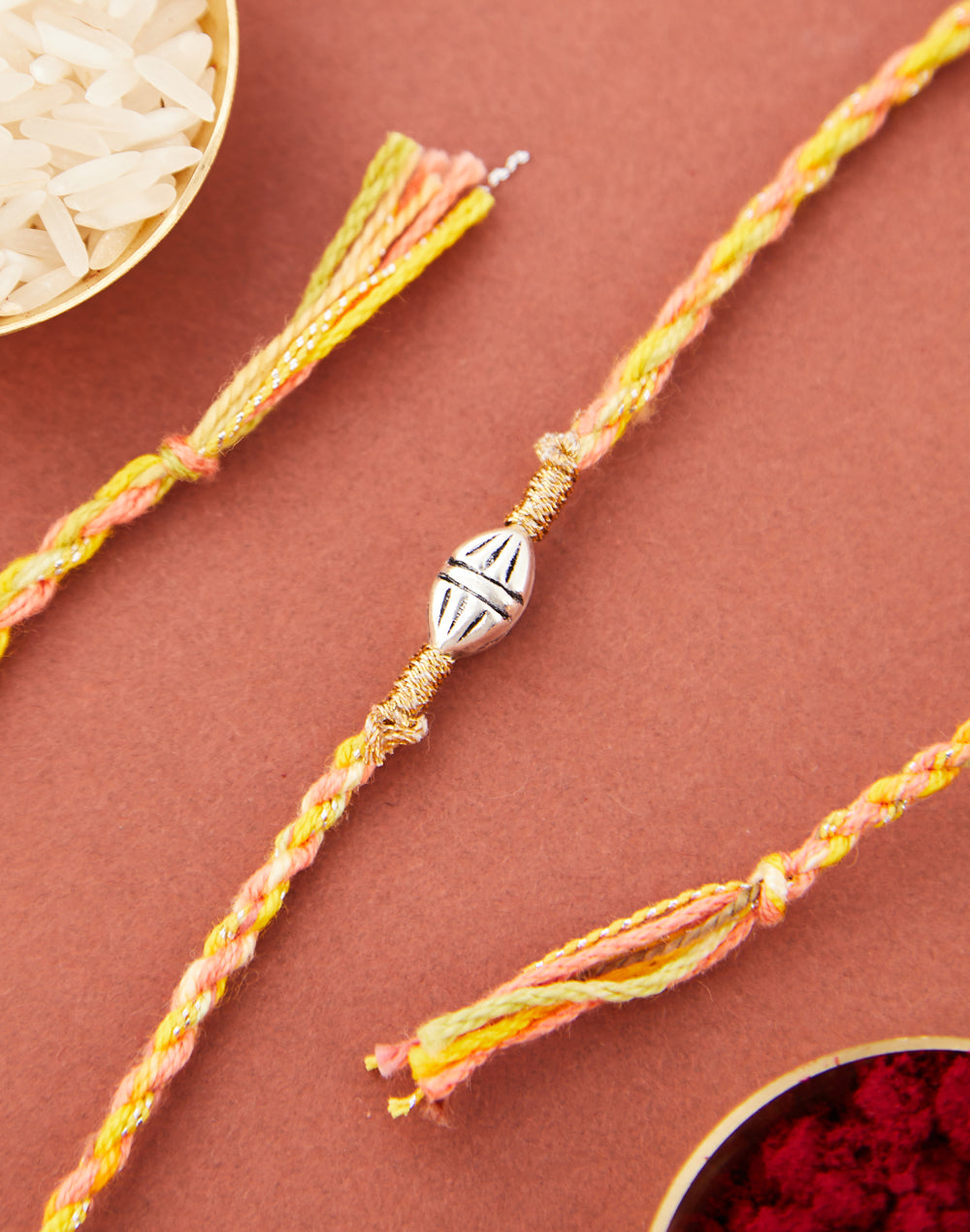 Multi Silver Beaded Rakhi