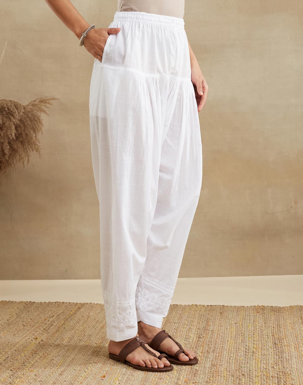 White Cotton Chikankari Salwar