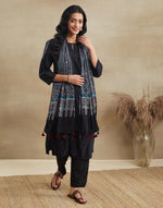 Indigo Viscose Blend Ajrakh Printed Stole