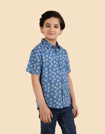 Blue Cotton Printed Shirt