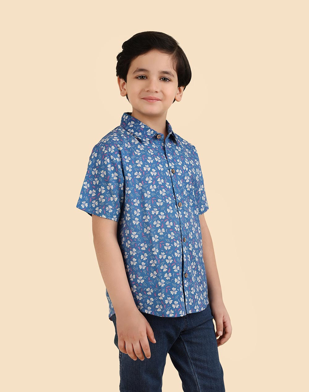 Blue Cotton Printed Shirt
