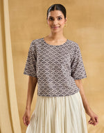 Black Cotton Bagh Printed Short Top
