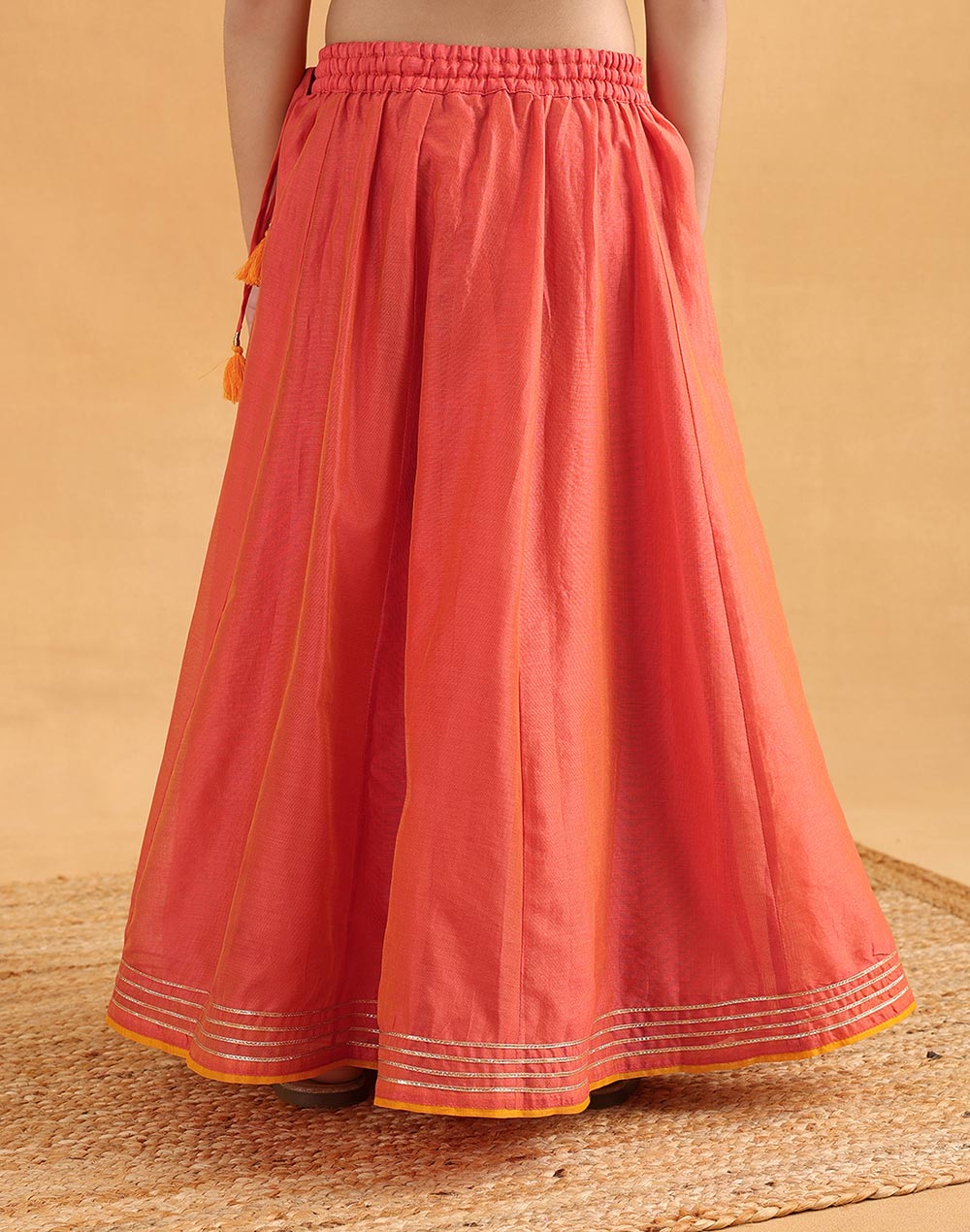 Pink Cotton Silk Blend Embroidered 3pc Ganga Lehenga Set