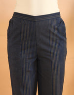 Navy Cotton Striped Casual Tapered Stride Pant