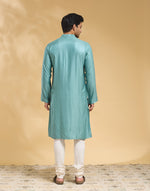 Teal Viscose Silk Long Kurta